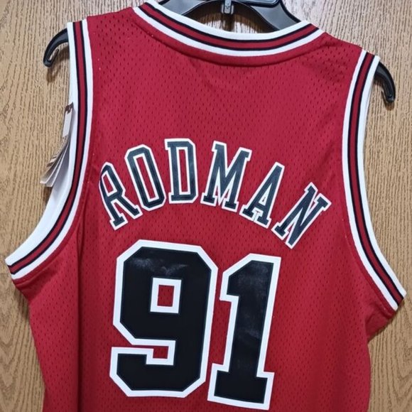Adidas (Rodman)-(Bulls)-(Jersey)-(Red/Black)-(New)-(Size L)-$85.00 - Picture 5 of 8